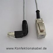 Netzwerkkabel mit RJ45 Buchse und RJ45 Stecker - aussen gewinkelt