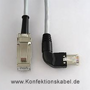 Netzwerkkabel mit RJ45 Buchse und RJ45 Stecker - links gewinkelt