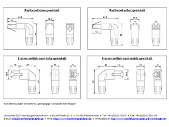 RJ45 Winkelstecker Abmessungen