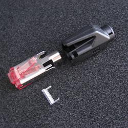 10788621 - 1 Stück Hirose TM21 Stecker, RJ45 Cat6, komplett mit Knickschutztülle schwarz und Einfädelhilfe