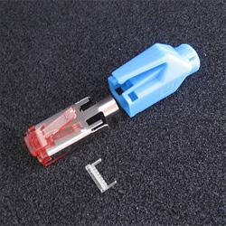 10788631 - 1 Stück Hirose TM21 Stecker, RJ45 Cat6, komplett mit Knickschutztülle blau und Einfädelhilfe