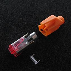 10788691 - 1 Stück Hirose TM21 Stecker, RJ45 Cat6, komplett mit Knickschutztülle orange und Einfädelhilfe