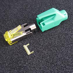 10788741 - 1 Stück Hirose TM31 Stecker, RJ45 Cat6a, komplett mit Knickschutztülle grün und Einfädelhilfe