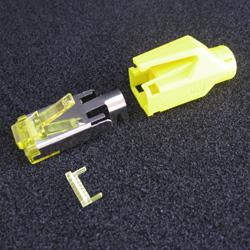 10788763 - 25 Stück Hirose TM31 Stecker, RJ45 Cat6a, komplett mit Knickschutztülle gelb und Einfädelhilfe