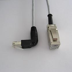 11588103 - Patchkabel mit Winkelstecker (90° entgegen Rasthebel) und RJ45 Buchse, 2m grau, flexibel